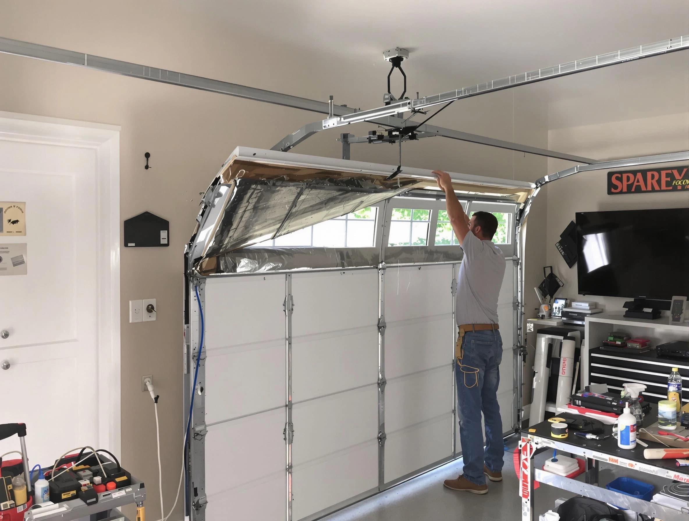 Garage door section replacement by Greensburg Garage Door Repair in Greensburg