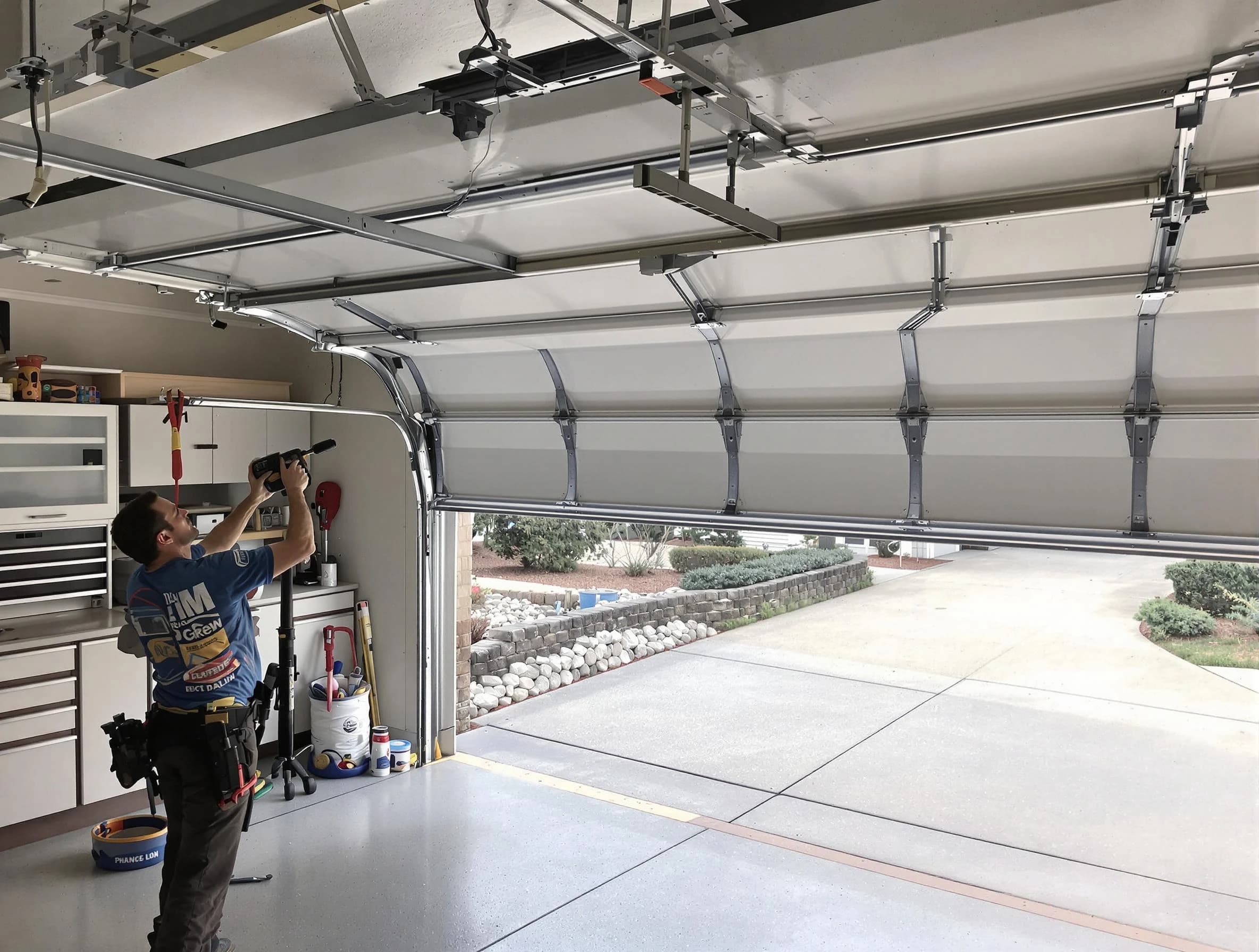 Garage door track repair service by Greensburg Garage Door Repair in Greensburg